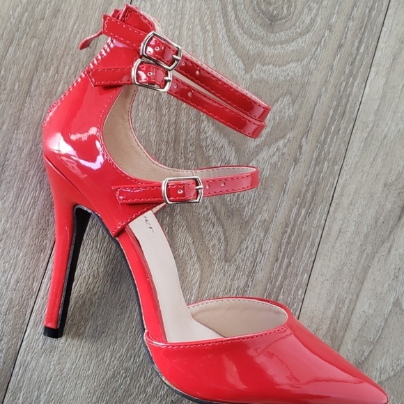 Forever 21 Shoes - Candy Red 3 Strap Stiletto